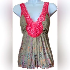 Free People Floral Modal/Lace Cami